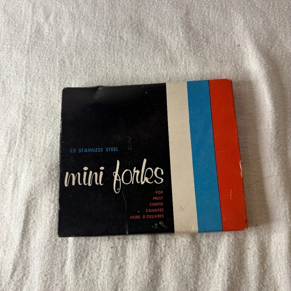 Vintage 12 Stainless Steel Mini Forks by Unique and Sundry Creations NEW in Box